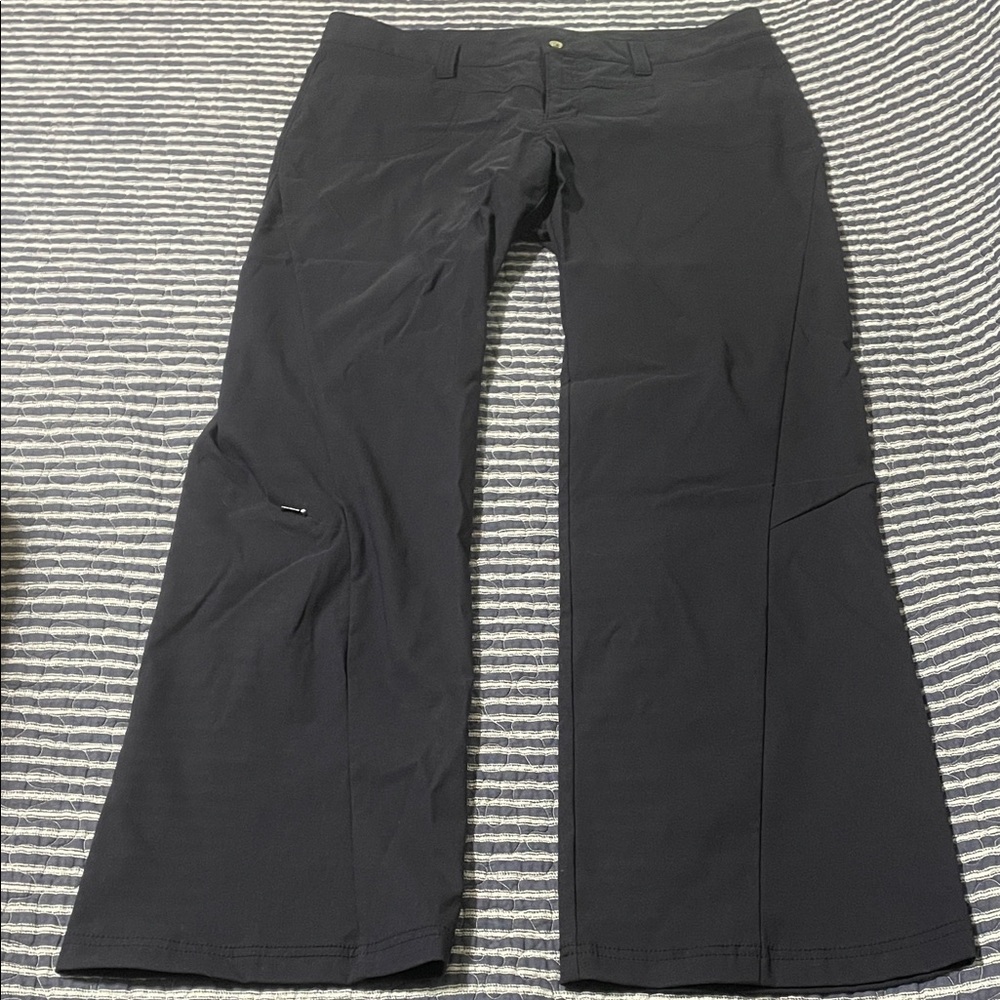 Athleta navy blue wide leg nylon trouser pants 12 euc travel hiking office
